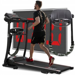Бігова доріжка Abarqs BZ‑402M Black з масажером – до 110 кг, електрична, дисплей, пульсометр