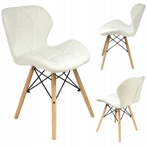 Стілець Leobert LAGO, біла екошкіра, дерев'яні ніжки