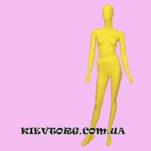 Манекен жіночий глянсовий жовтий в повний зріст стилізований для магазину