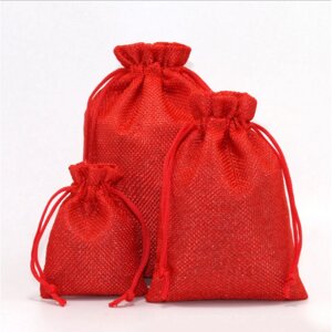 Мішечок для карток Таро лляний червоний