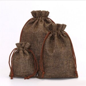 Мішечок для карток Таро лляний темно-коричневий