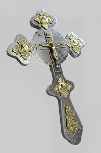 Хрест напрестольний фігурний №2 нікель комбінований