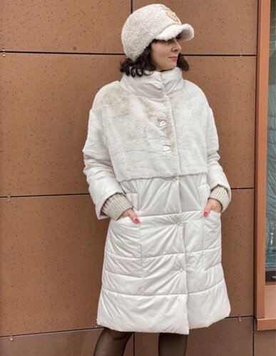 Alberto Bini пальто комбіноване жіноче Пальто пуховок Стегане