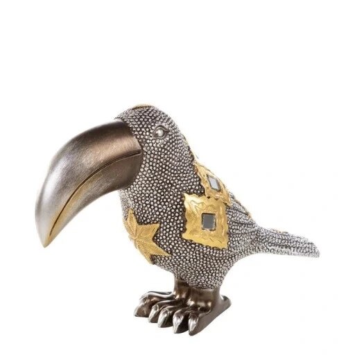 Керамічна статуетка 17x6x12 Gold Grey Toucan Статуетка Бренд Європи від компанії Euromarka - фото 1
