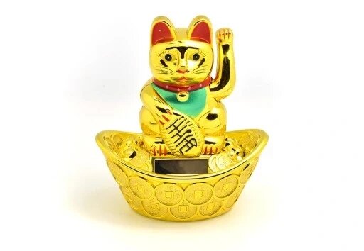 Кошеня щастя Maneki Neko Solar 14,5 см Статуетка Бренд Європи від компанії Euromarka - фото 1