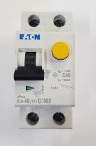 Диференціальний автоматичний вимикач PFL 1P+N C 40А 0.03 Eaton