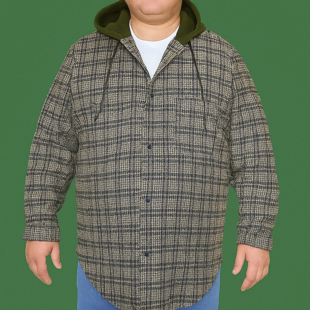 Чоловіча тепла рубашка великого розміру в клітку з капюшоном 3хл від компанії Sweik - фото 1