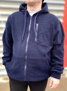 Флісова кофта 3XL темно-синя з капюшоном