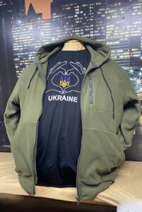 Флісова кофта 5XL хакі з капюшоном