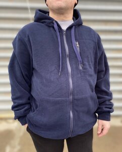 Флісова кофта 5XL темно-синя з капюшоном