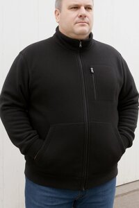 Тепла чоловіча кофта, фліска великого розміру на блискавці. Чорна.