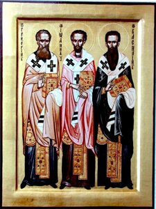 Ікона Три Святителя: Григорій Богослов, Іоанн Златоуст, Василь Великий