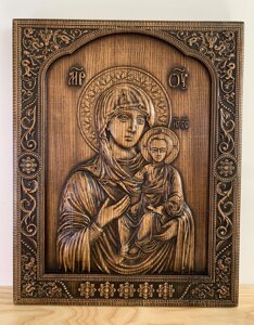 Ікона з дерева Божої Матері Одигітрія Афон 38х30 см