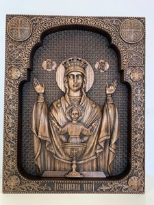 Ікона з дерева Божа Матір Чаша 38х30 см