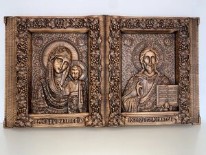 Ікона з дерева Іверська вінчальна пара (Книга) 54х30 см