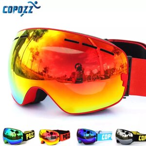 Гірськолижна маска Copozz GOG-201 окуляри для катання на сноуборді, лижах Червоний