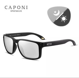 Сонцезахисні дизайнерські окуляри CAPONI фотохромна лінза Polarized UV400 з прямокутною оправою TR (BS9417)