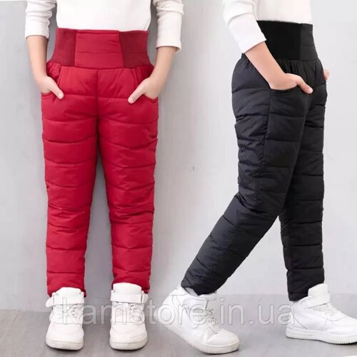 Водонепроникні зимові дитячі брюки, штани з високою талією (на зріст від 90 см до 150 см)
