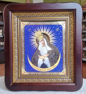 Остробрамська ікона Богородиця у фігурному кіоті, розмір 23*26, розмір ліку 15*18, асортимент богородичних