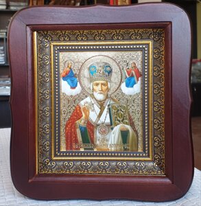 Ікона Святителя Миколая Чудотворця у фігурному кіоті, розмір 20*18, лік 10*12 асортимент сюжетів