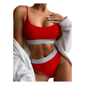 Купальник червоний сексуальний із гумкою комплект білизни для купання літній