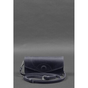 Шкіряна сумка-футляр для окулярів ( міні-сумка ) синій Crazy Horse