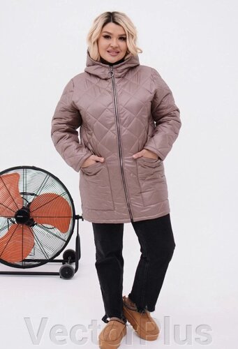 Женская теплая стеганная куртка цвет мокко р. 54/56 449455