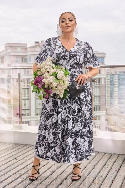 Жіноча сукня із софту міді колір чорнийЖіноча сукня із софту міді колір чорний від компанії VectorPlus - фото 1