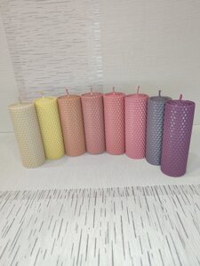Декоративні кольорові свічки із вощини ручної роботи, рожеві тони
