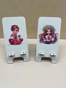 Іменна підставка під телефон з ілюстраціями. Подарунок першокласнику, випускнику в Харківській області від компанії Интернет-магазин "Cherry-Craft" - производство сувениров из дерева