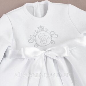 Теплий комплект дівчинці на хрещення "Angel" Плаття, штани, шапочка, пінетки Білий 68