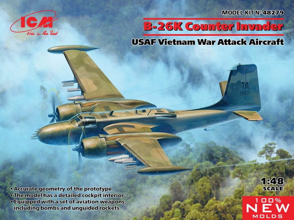 B-26K Counter Invader. Сборная модель в масштабе 1/48. ICM 48279 ##от компании## Хоббинет. Сборные модели. - ##фото## 1