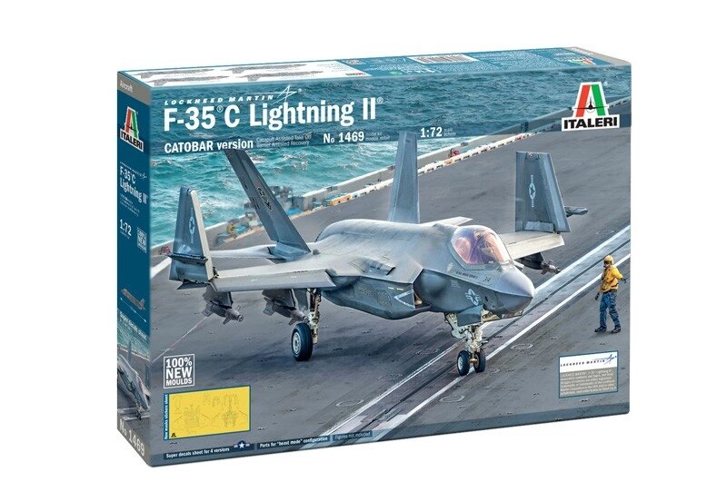 F-35C Lightning II CATOBAR. Збірна модель у масштабі 1/72. ITALERI 1469 від компанії Хоббінет - збірні моделі - фото 1