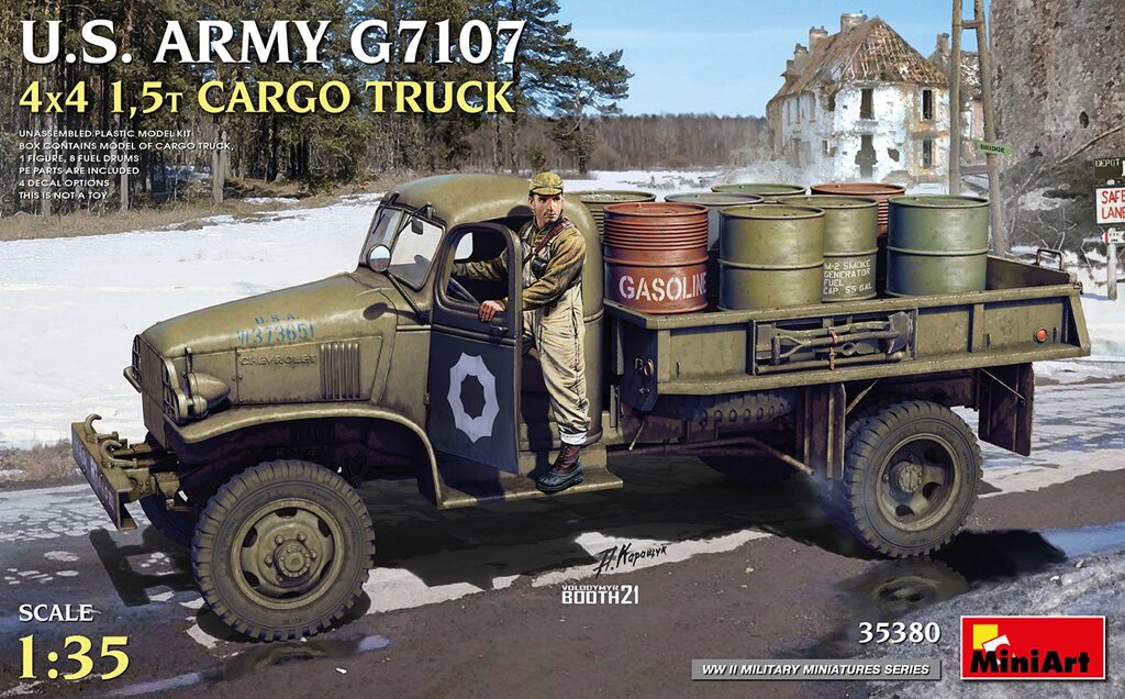 G7107 4X4 1,5t. Пластиковая сборная модель армейского грузового автомобиля США в масштабе 1/35. MINIART 35380 ##от компании## Хоббинет. Сборные модели. - ##фото## 1