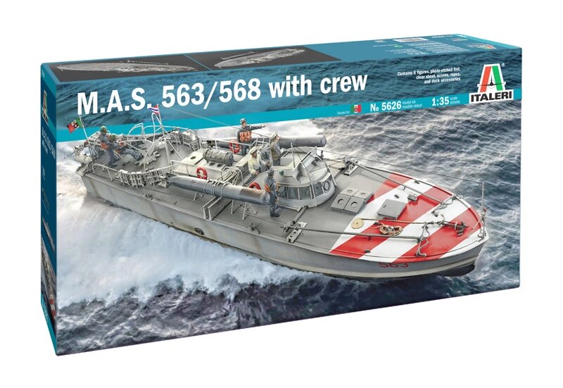 M. A. S. 563/568 с экипажем. Сборная модель торпедного катера в масштабе 1/35. ITALERI 5626 ##от компании## Хоббинет. Сборные модели. - ##фото## 1