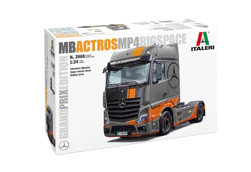 MB Actros MP4 Big Space – видання Grand Prix. Збірна модель вантажного автомобіля у масштабі 1/24. ITALERI 3968 від компанії Хоббінет - збірні моделі - фото 1