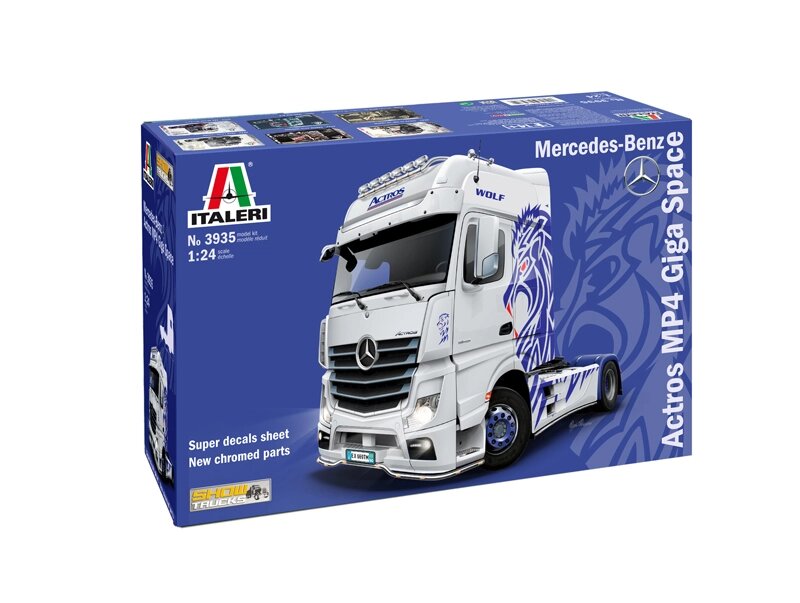 Mercedes-Benz ACTROS MP4 Giga Space. Збірна модель вантажного автомобіля у масштабі 1/24. ITALERI 3935 від компанії Хоббінет - збірні моделі - фото 1