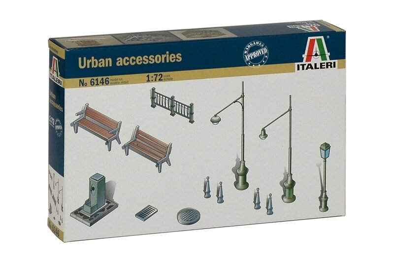 Набор уличных предметов для диорамы в масштабе 1/72. ITALERI 6146 ##от компании## Хоббинет - сборные модели - ##фото## 1