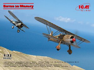 Fiat CR. 42 Falco та Gloster Sea Gladiator Mk. II Битва за Мальту. Збірні моделі літаків 1/32. ICM DS3201