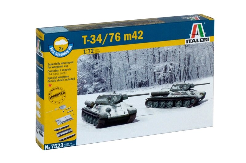 Сборная модель советского танка T-34/76 мод. 1942 г. В наборе 2 модели. 1/72 ITALERI 7523 ##от компании## Хоббинет. Сборные модели. - ##фото## 1