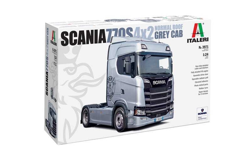Scania S770 4x2 звичайний дах "Сіра кабіна". Збірна модель вантажного автомобіля у масштабі 1/24. ITALERI 3971 від компанії Хоббінет - збірні моделі - фото 1