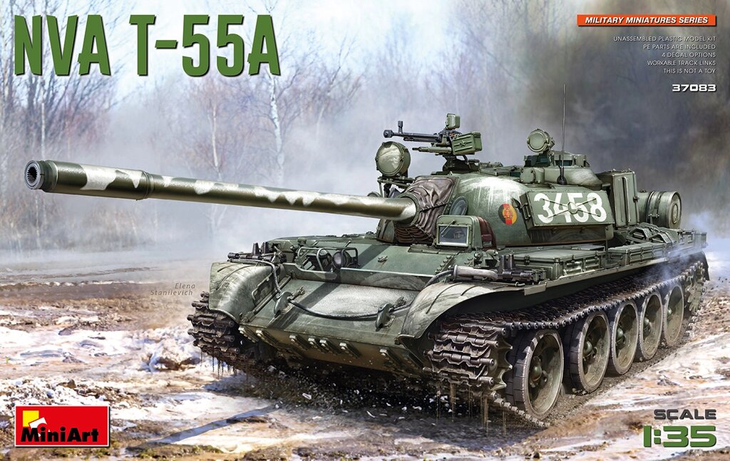 Т-55А NVA. Сборная модель среднего танка в масштабе 1/35. MINIART 37083 ##от компании## Хоббинет. Сборные модели. - ##фото## 1