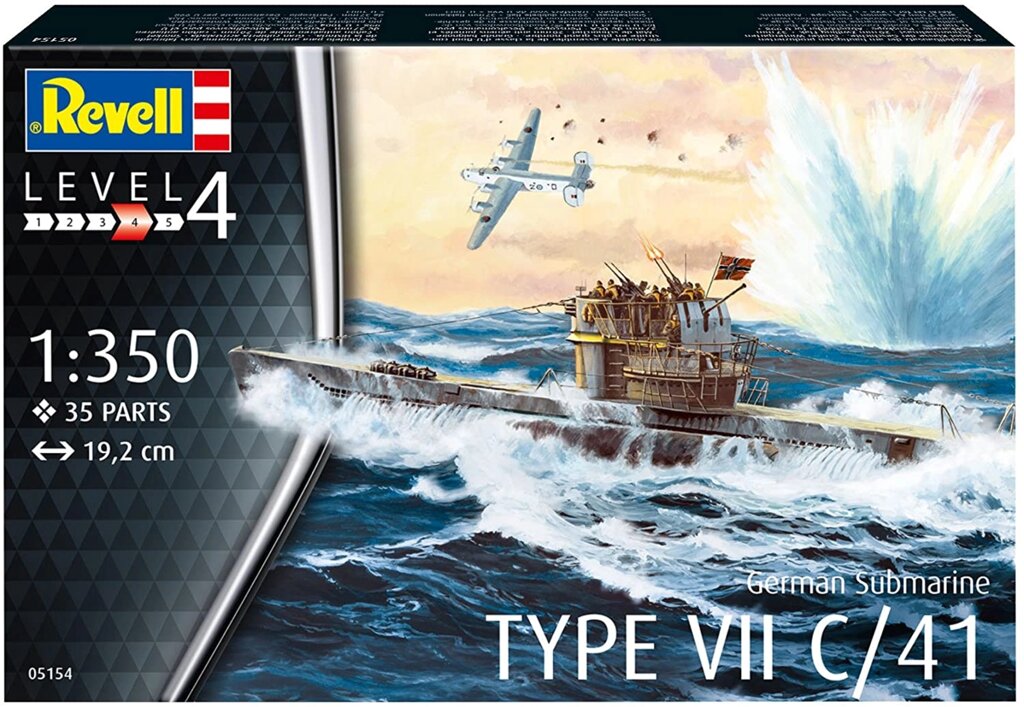 Type VII C/41 German Submarine. Сборная модель немецкой подводной лодки. 1/350 REVELL 05154 ##от компании## Хоббинет. Сборные модели. - ##фото## 1