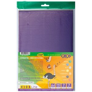 Кольоровий картон ZiBi А4, гофрокартон, 7 аркушів/ 7 кольорів (ZB. 1974)