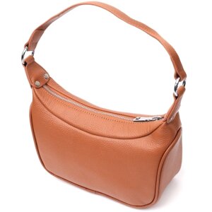 Сумка Vintage Жіноча напівкруглий формат з однією ручкою з натуральної шкіри Коричнева (22413)