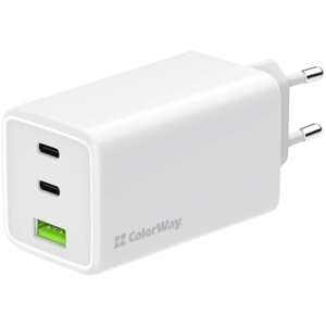 Зарядний пристрій ColorWay C101B GaN Mini 100W PD PPS 2xUSB-C + USB-A white (CW-CHS061PD-WT)