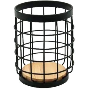 Аксесуар кухонний Ardesto Midori, Підставка для столових приборів, 12х12х15.5см, метал, дерево, чорний (AR0925B)