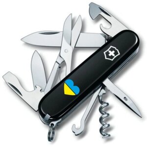 Ніж Victorinox Climber Ukraine Black Серце жовто-блакитне (1.3703.3_T1090u)