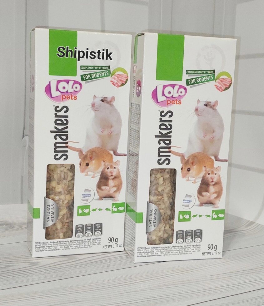Лакомство для грызунов Lolopets Smakers с беконом 90г ##от компании## Шипистик Shipistik - ##фото## 1