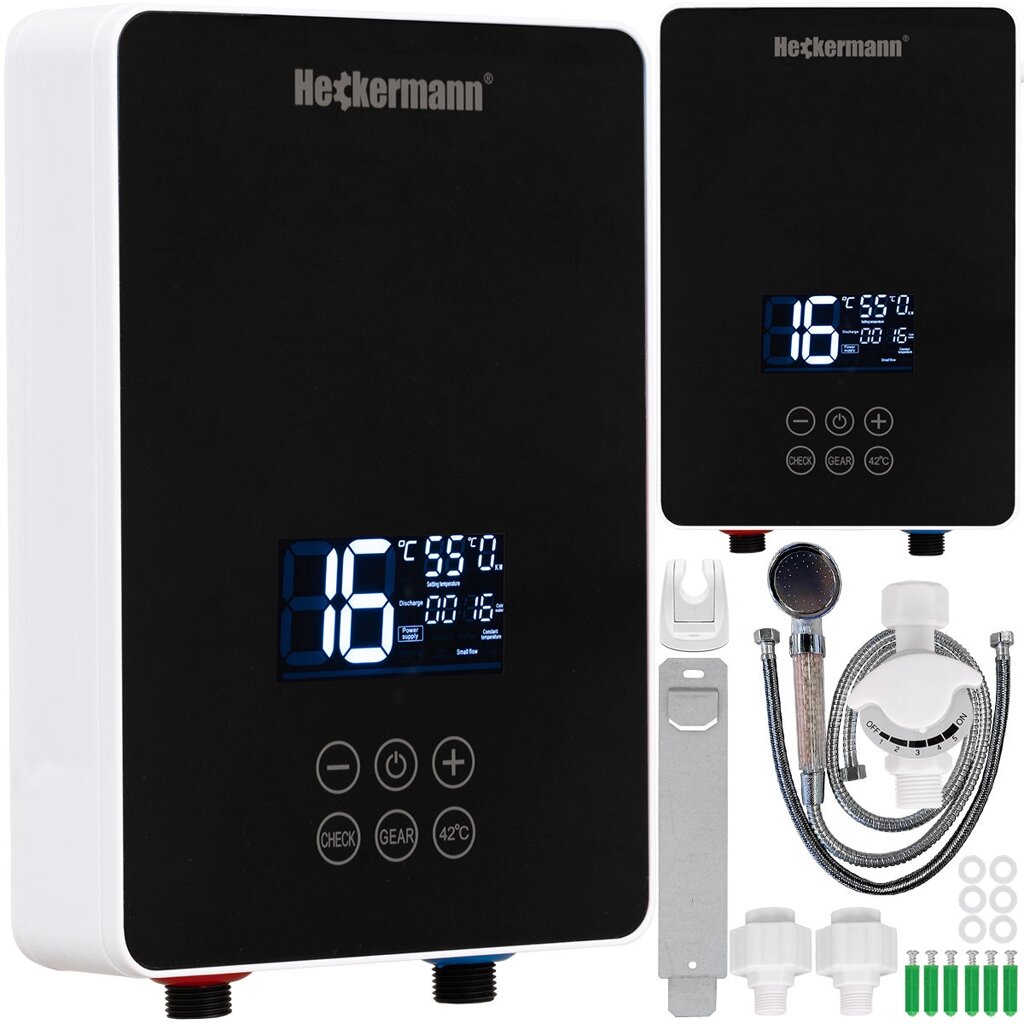 Електричний проточний водонагрівач 6000 Вт Heckermann SL-X2-60 чорний від компанії ARDAN SHOP - фото 1